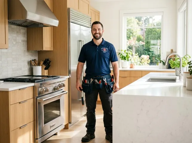 Appliance Repair Hero technician in a Ardsley, NY kitchen after an appliance repair